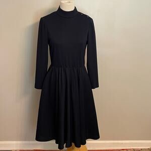 Vintage 1960’s Morty Sussman Dress Navy Blue Wool Blend
